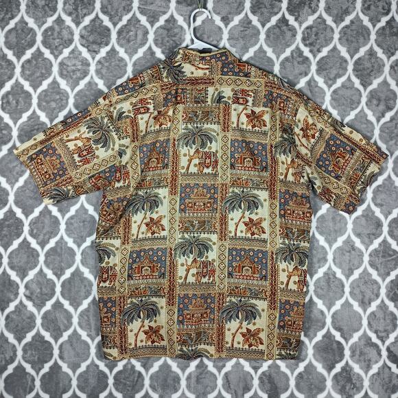 Tori Richard Hawaiian Shirt Men XL Elephant Palm Tree Safari Cotton Lawn - Picture 4 of 9